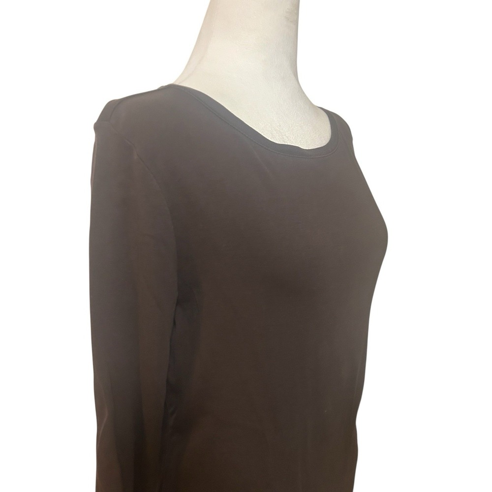 Talbots 3/4 Sleeve Tee Shirt Jersey Brown Cotton SZ L - Picture 2 of 5